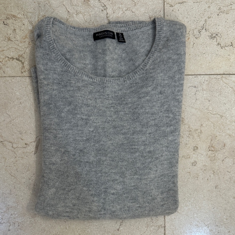 Madison Heather Gray Cashmere Women's Crewneck Sweater